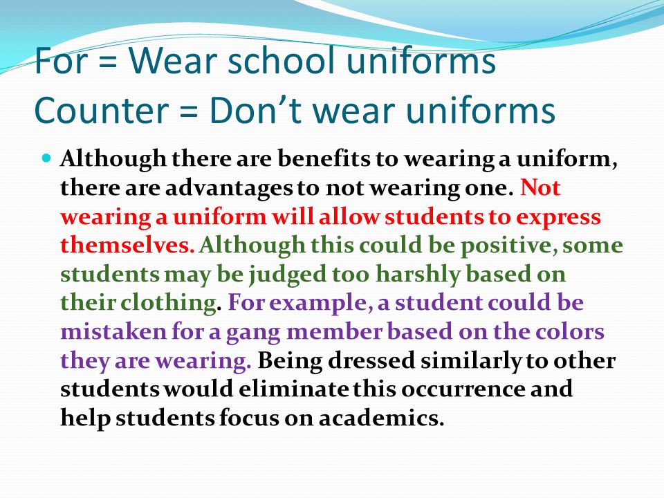 Benefits to implementing mandatory school uniforms